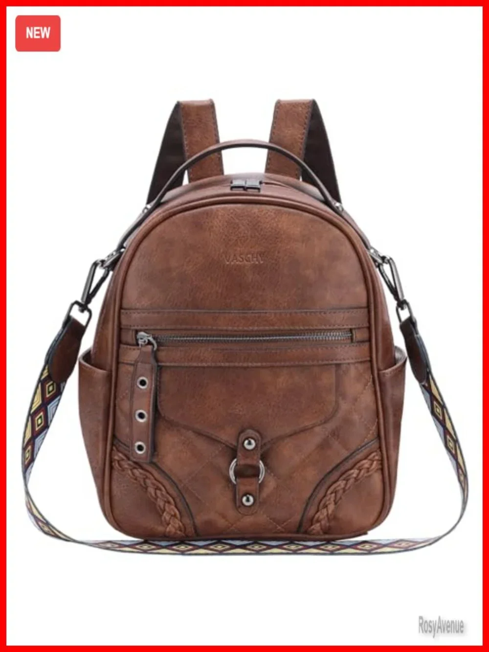 Faux Leather Mini Backpack Purse with Quilted Flap and Guitar Strap